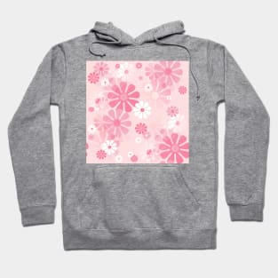 1960's Retro Mod Flowers in Blush Pink and White Hoodie